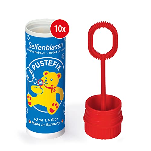 PUSTEFIX Seifenblasen Set I 10 x Klassik 42ml I Bunte Rainbow Bubbles Made in Germany I Seifenblasen für Hochzeit, Kindergeburtstag, Standesamt, Polterabend I 10 x 42 ml Vorteilspack von Pustefix