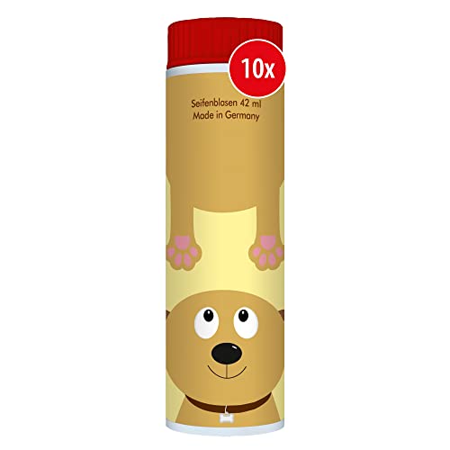 PUSTEFIX Seifenblasen Set I 10 x Klassik 42ml Tiere Hund I Bunte Hunde-Bubbles Made in Germany I Hunde Seifenblasen für Kinder-Geburtstag, Hochzeit, Standesamt, Polterabend I 10 x 42 ml Vorteilspack von Pustefix