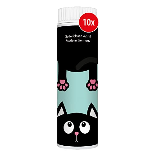 PUSTEFIX Seifenblasen Set I 10 x Klassik 42ml Tiere Katze I Bunte Katzen-Bubbles Made in Germany I Seifenblasen für Kinder-Geburtstag, Hochzeit, Standesamt, Polterabend I 10 x 42 ml Vorteilspack von Pustefix