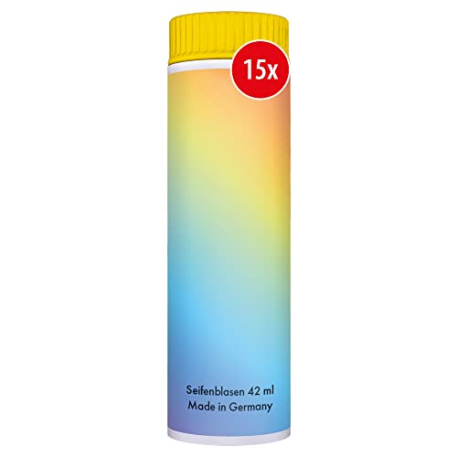 PUSTEFIX Seifenblasen Set I 15 x Klassik 42ml Regenbogen I Bubbles Made in Germany I Party Seifenblasen für Kinder-Geburtstag, Hochzeit, Standesamt, Polterabend I 15 x 42 ml Vorteilspack von Pustefix