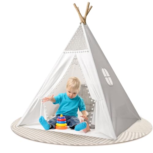 Putentfun Kinder Tipi Zelt,Tipi Zelt für Kinder,Klassisches Indisches Spielzelt für Kinde,Faltbares Spielhaus für Drinnen oder Draußen,Kindertipi Spielzelt für Mädchen & Jungen von Putentfun