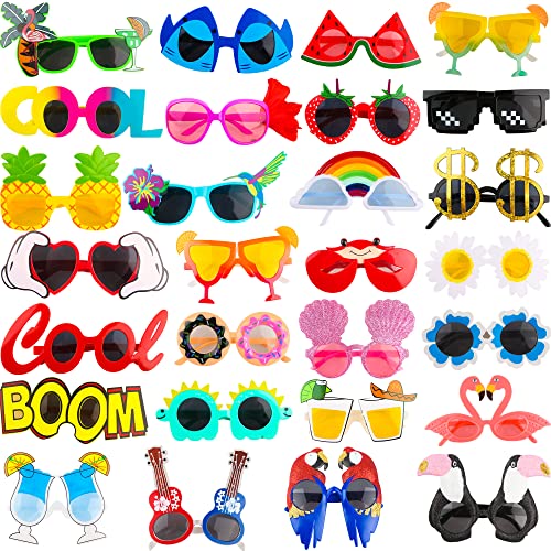 Party-Sonnenbrille, lustige hawaiianische Brille für Jungen und Mädchen, Party, Verkleidung, tropische Make-up-Requisiten, Urlaubsgeschenke, Strand-Mottoparty-Zubehör von Puteraya