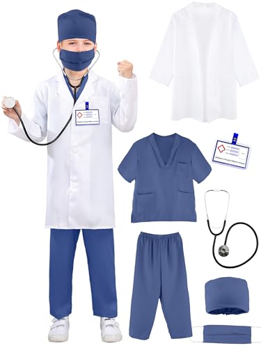 Puteraya Kinder Arzt Kostüm Set Chirurgenanzug Arztuniform Wissenschaftleruniform mit Stethoskop Spielzeug für Jungen Mädchen Verkleiden Halloween Cosplay (Arztkostüm-Set 4, 12-16 Jahre (150-170 cm)) Puteraya Kinder Arzt Kostüm Set Chirurgenanzug Arztuniform Wissenschaftleruniform mit Stethoskop Spielzeug für Jungen Mädchen Verkleiden Halloween Cosplay (Arztkostüm-Set 4, 12-16 Jahre (150-170 cm)) von Puteraya