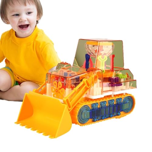 Puwaiio Bulldozer-Spielzeug, Bulldozer-Spielzeug für Kinder - BAU-LKW-Spielzeug mit Licht und Musik | Realistisches LKW-Modellspielzeug, elektrischer Bulldozer für Zuhause, Reisen von Puwaiio