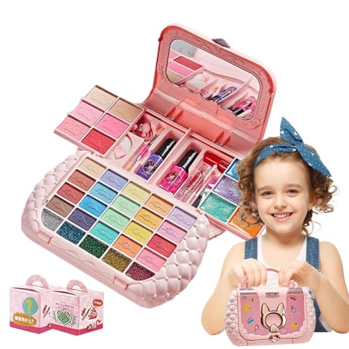 Puwaiio Mädchen Spielen Make-up, Kleinkind-Make-up-Set - Waschbares Make-up-Kinderspielzeug,Make-up-Sets mit Spiegeln für Mädchen, Kleinkind-Prinzessin, Spielzeug zum Geburtstag für Mädchen im Alter von Puwaiio