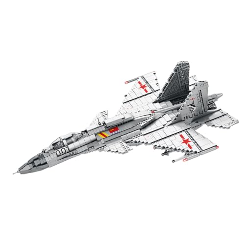 PuzzXfundty Kinder，Klemmbausteine Kampfjet J-15 Militär Flugzeug Spielzeug Modell, Kampfjet Modellbauklötze Set-1999 Teile von PuzzXfundty