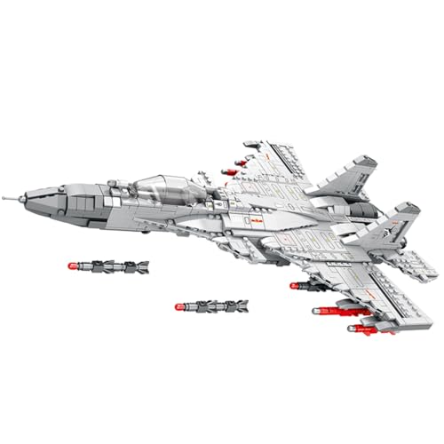 PuzzXfundty Kinder，Klemmbausteine Kampfjet Klein J15 Militär Flugzeug Spielzeug Modell, Kampfjet Modellbauklötze Set-1066 Teile von PuzzXfundty