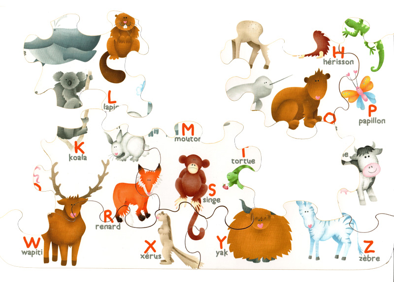 Puzzle Michèle Wilson Handgeschnittenes Holzpuzzle - The Animal Alphabet 12 Teile Puzzle Puzzle-Michele-Wilson-K306-12 von Puzzle Michèle Wilson