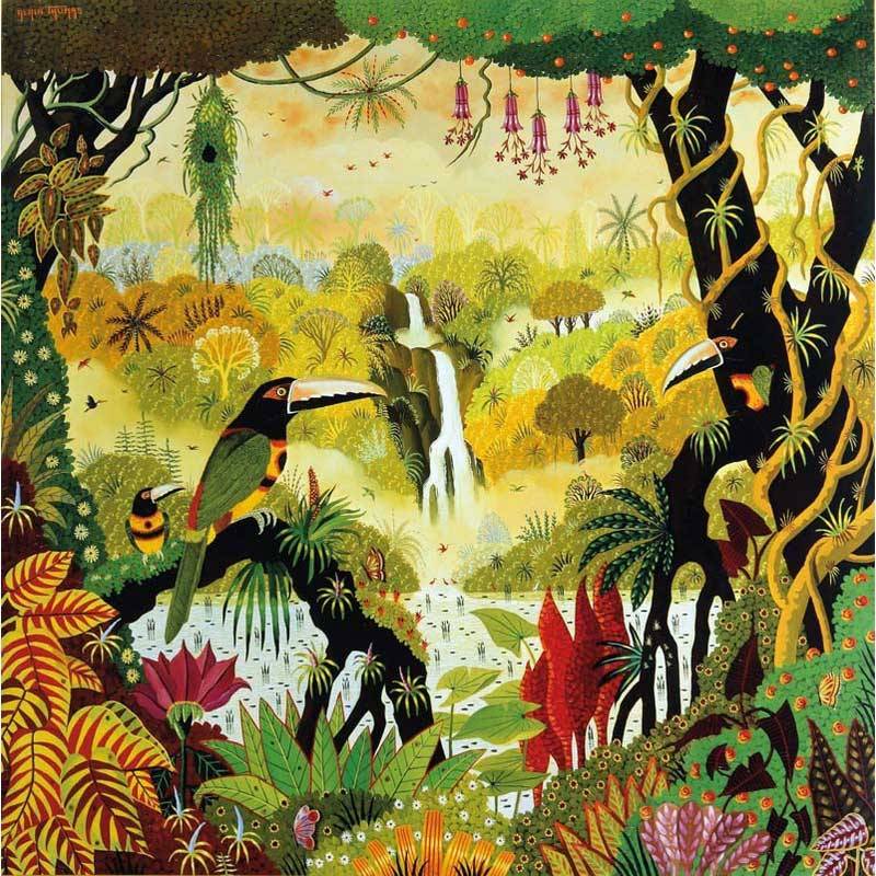 Puzzle Michèle Wilson Puzzle aus handgefertigten Holzteilen - Alain Thomas: Tukan am Wasserfall 80 Teile Puzzle Puzzle-Michele-Wilson-A850-80 von Puzzle Michèle Wilson