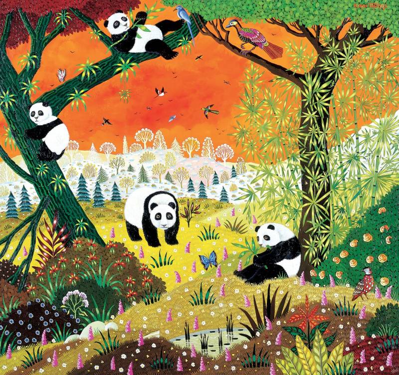 Puzzle Michèle Wilson Puzzle aus handgefertigten Holzteilen - Thomas - Pandas 250 Teile Puzzle Puzzle-Michele-Wilson-A778-250 von Puzzle Michèle Wilson