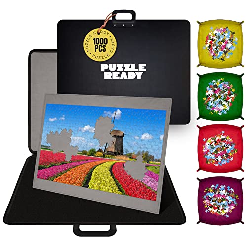 1000-teiliges Puzzle-Brett – tragbare Puzzle-Tischaufbewahrung mit 4 Puzzle-Sortierfächern – 24 x 30,7 Zoll großer Porta-Puzzle-Puzzle-Caddy mit Rutschfester Oberfläche für Erwachsene und Kinder von Puzzle Ready