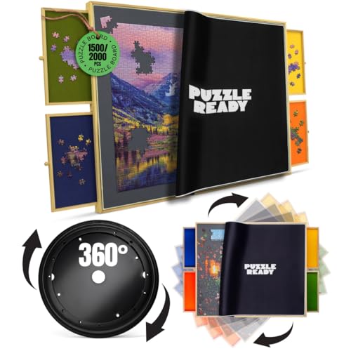Puzzle Ready Puzzletisch mit Abdeckung 1500 Teile - Aus Holz, Mehrfarbig, 92 x 69 cm - Puzzlebrett mit Schubladen & Puzzlematte - Tragbar als Puzzle-Aufbewahrung & Puzzlezubehör Puzzle Ready Puzzletisch mit Abdeckung 1500 Teile - Aus Holz, Mehrfarbig, 92 x 69 cm - Puzzlebrett mit Schubladen & Puzzlematte - Tragbar als Puzzle-Aufbewahrung & Puzzlezubehör von Puzzle Ready