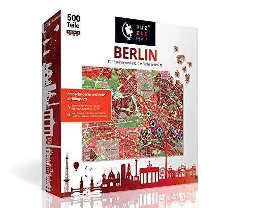 PuzzleMap Berlin Puzzle Stadtplan | XXL 500 Teile | Mit Booklet & Faltkarte | 64x47cm Motivgröße | Reiseführer Geschenk Souvenir von PuzzleMap