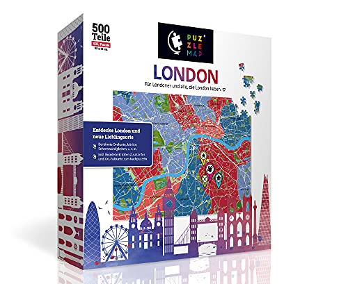 PuzzleMap London Puzzle Stadtplan - XXL 500 Teile - Mit Booklet & Faltkarte - 68x48cm Motivgröße - Reiseführer Geschenk Souvenir von PuzzleMap