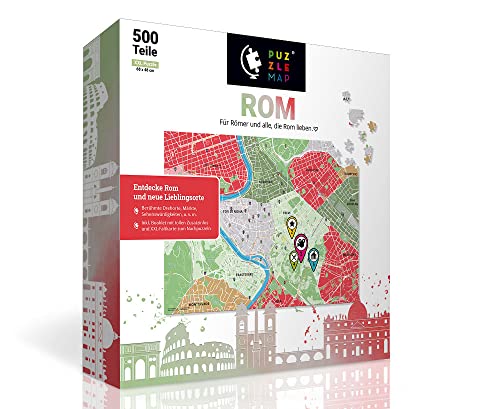 PuzzleMap Rom Puzzle Stadtplan | XXL 500 Teile | Mit Booklet & Faltkarte | 68x48cm Motivgröße | Reiseführer Geschenk Souvenir von PuzzleMap