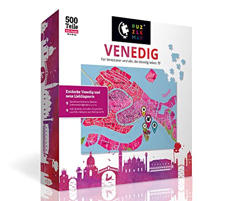PuzzleMap Venedig Puzzle Stadtplan | XXL 500 Teile | Mit Booklet & Faltkarte | 68x48cm Motivgröße | Reiseführer Geschenk Souvenir von PuzzleMap