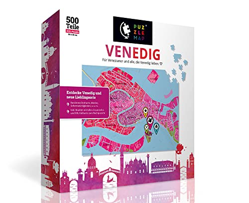 PuzzleMap Venedig Puzzle Stadtplan - XXL 500 Teile - Mit Booklet & Faltkarte - 68x48cm Motivgröße - Reiseführer Geschenk Souvenir von PuzzleMap