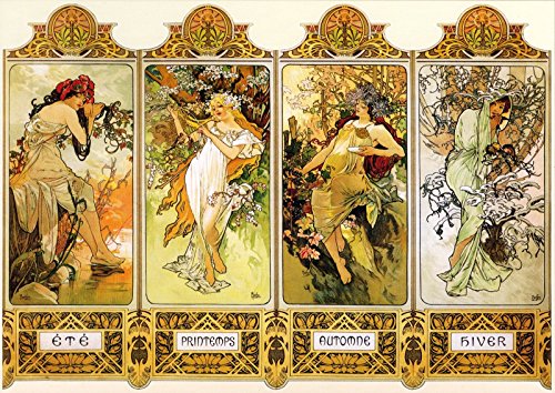 Puzzlelife Puzzle mit 1000 Teilen, vier Jahreszeiten, Alphonse Mucha von Puzzlelife