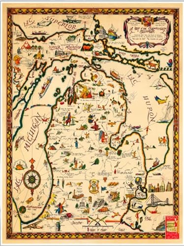 Commonwealth of Michigan Map 550 Teile Puzzle, 45,7 x 61 cm, Michiganology Co-Branded von Puzzlesthatrock