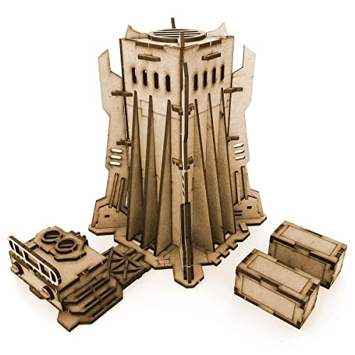 Pwork Wargames Power Plant - Kulissenset für Miniaturen im Maßstab 28 mm / 35 mm - Tabletop-Miniaturen Wargame 3D-Landschaftsgelände - MDF 3 mm von Pwork Wargames