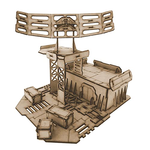 Pwork Wargames Radar Station - Kulissenset für Miniaturen im Maßstab 28 mm / 35 mm - Tabletop-Miniaturen Wargame 3D-Landschaftsgelände - MDF 3 mm von Pwork Wargames