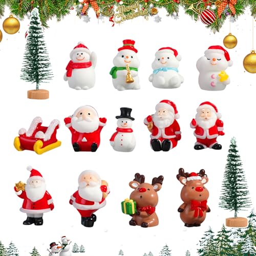 11PCS Mini Weihnachten Figuren Set, Santa Claus Schneemann Elch Christmas Party liefert Cupcake Figuren Cake Topper Tortendeko für Kinder Geburtstag Party Babyparty Familienessen Dekoration Ornamente von Pwsap