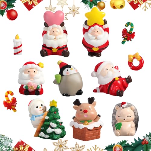 12Pcs Mini Weihnachten Figuren Set Christmas Party liefert Cupcake Figuren Cake Topper Elch Kuchendekoration Tortendeko für Kinder Xmas Party Babyparty Schneemann Familienessen Dekoration Ornamente von Pwsap