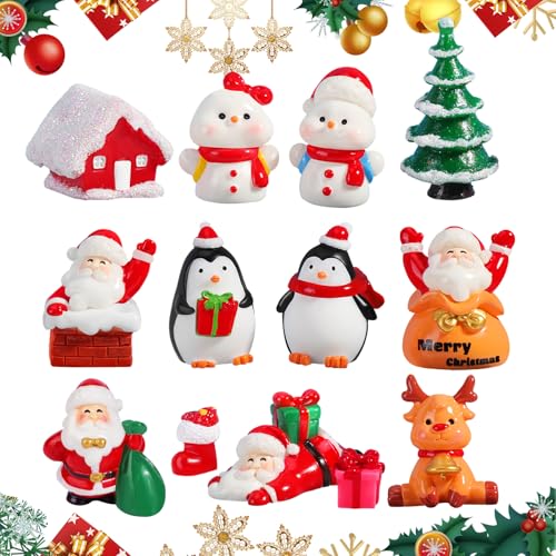 13Stück Mini Weihnachten Figuren Set Christmas Party liefert Cupcake Figuren Cake Topper Elch Kuchendekoration Tortendeko für Kinder Xmas Party Babyparty Schneemann Familienessen Dekoration Ornamente von Pwsap