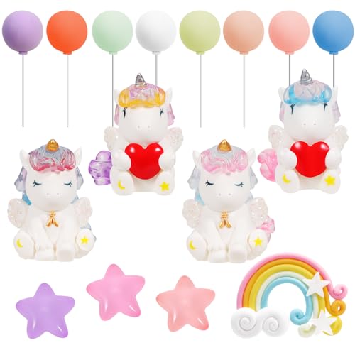 17Stück Mini Einhorn Figuren Set Party liefert Cupcake Figuren Cake Topper Regenbogen Kuchendekoration Tortendeko für Kinder Einhorn Party Babyparty Ballon Familienessen Dekoration Ornamente von Pwsap