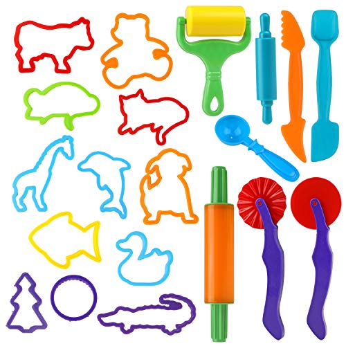 Knetwerkzeug Knete Zubehör Tierform, 20Pcs Knete Clay Teig Plastilin Werkzeuge Teigwerkzeug Ausstechformen Kinder, Küchenspielzeug Modellierwerkzeug Knetwerkzeugset Geschenk(Zufällige Farben) von Pwsap