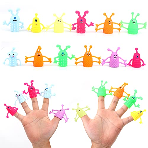 Mini-Gummi-Fingerpuppen, kleine Cartoon-Tier-Fingerspielzeug, Stressabbau, Angstspielzeug für Kinder und Erwachsene, für Weihnachten, Ostern, Party, Aktivitäten, Korbfüller, 12 Stück von Pwsap