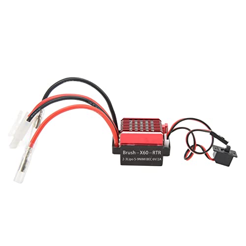 Pwshymi 60A ESC, RC Brushed Speed ​​Controller für mit Eingebautem Kühler, Vorwärts-/Rückwärtsbremsung, Unterspannungsschutz, 6V 2A Ausgang, für 1/10 RC Cars mit -Stecker von Pwshymi