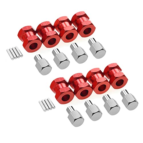 Pyatofly 2X RC Auto Metall 12mm Rad Sechskant Nabe 15mm Verlängerungs Kupplung für AXIAL SCX10 D90 CC01 F350 1/10 RC Crawler Rot von Pyatofly