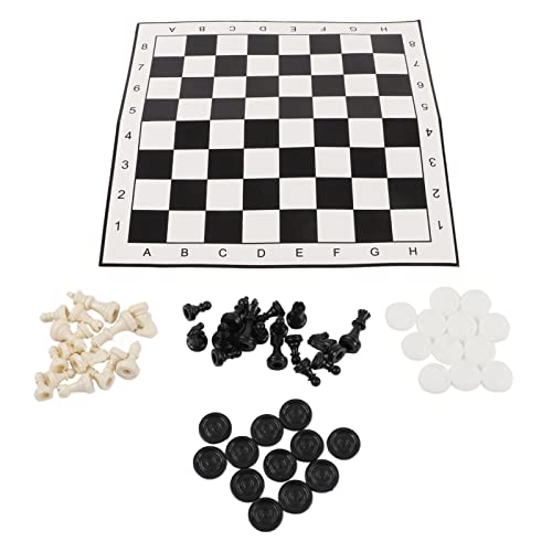 2-in-1-Schach- und Dame-Set, Tragbares 32-Schach-24-Dame-Kombinationsset für und Erwachsene, Verschleißfestes Kunststoffmaterial von Pyhodi