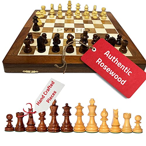 Pytho Handgefertigtes Schach-Set aus Holz mit Magnettafel und handgeschnitzten Schachfiguren, verschiedene Größen (30,5 cm) von Pytho