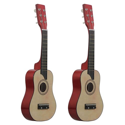 Pyugxab 2Stück 25 Basswood Akustikgitarre 6 Saiten Kleine Minigitarre mit Gitarren Pick Saiten für Kinder Kinder Geschenk AnfäNger von Pyugxab