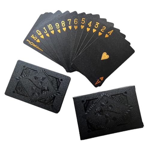 Black Foil Cards, Poker Playing Cards, Exquisite Poker Set, Adults Poker Game, Luxury Playing Cards, Family Interaction Game, Set of 54 Beginners-Friendly Playing Cards in Black von Pzuryhg