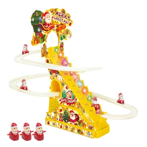 Christmas Track Slide, Santa Track Slide, LED Roller Coaster, Holiday Playset, Santa LED Slide, Christmas Toy Track, Holiday Roller Coaster, 27x15x24cm Santa Slide Stairs for Boys Girls von Pzuryhg