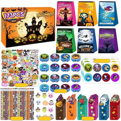 Halloween-Partygeschenke für Kinder,Halloween-Spielzeug-Partygeschenke | 173-teiliges Halloween-Spielzeugsortiment für Kinder, und Mädchen | Halloween-Partygeschenke, Halloween-Leckerli-Taschen, Schul von Pzuryhg