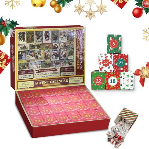 Jigsaw Puzzle, 2024 Winter Countdown Puzzle, Weihnachten Wand Ornament, Lustiges Puzzle für Erwachsene, 1000 Teile Puzzle, Urlaub Puzzlespiel, Festliches Weihnachtsdekor von Pzuryhg