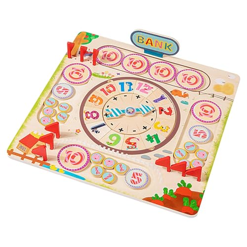 Math Board Game, Math Games for Kids, Farm Animal Math Game, Addition and Subtraction Learning Board, Wooden Mathematics Game with Animal Patterns, 30x30x1.8 cm for Kindergarten, and Homeschool von Pzuryhg