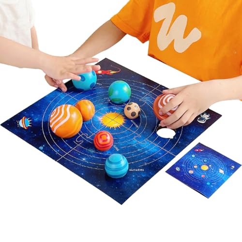Planeten-Lernpuzzle, Sonnensystem-Planeten-Puzzle, Holz-Lernpuzzle für Kinder, Dunkler-Weltraum-Puzzle und Im-Dunkel-Bild für Kinder unterstützen die kindliche Entwicklung von Pzuryhg