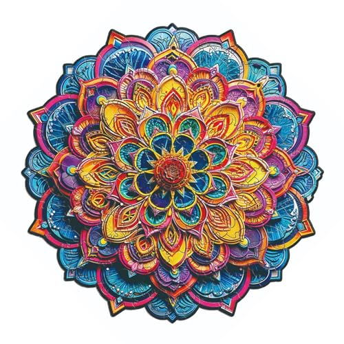 Puzzle, Puzzles für Erwachsene, Holzpuzzles, einzigartiges Blumen-Mandalas-Luxus-Puzzle mit Tierteilen, Feinmotorik-Spielzeug zum Lernen, Familienspiel, Holzschnitt-Puzzle für Kinder von Pzuryhg