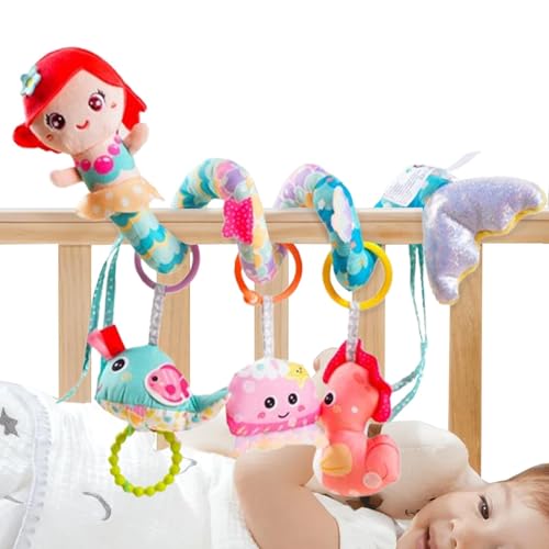 Pzuryhg Baby Crib Hanging Toys, Mermaid-Themed Musical Rattle Activity Toy for Car Seats & Strollers, Plush with Built-in Music Box, Rattles, and BB Squeaker for 0-3 Years Old von Pzuryhg