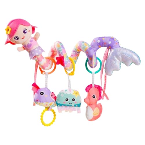 Pzuryhg Baby Crib Hanging Toys, Mermaid-Themed Musical Rattle Activity Toy for Car Seats & Strollers, Plush with Built-in Music Box, Rattles, and BB Squeaker for 0-3 Years Old von Pzuryhg