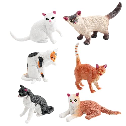 Pzuryhg Cat Figures, Cute Cat Figurines Toys, Realistic Cat Animal Figures, Dollhouses Kitten Figurines Educational Cat Figures Toy Set for Kids Boys Girls Cat Lover Cake Home Car Decoration von Pzuryhg