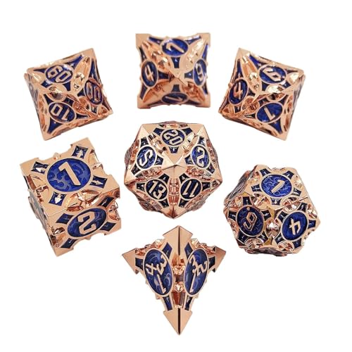 Pzuryhg DND Dice, Dungeons & Dragon Dice, D and D Dice, Polyhedral Dice Set, 7 Pieces Metal DND Dice Set Black Blue DND Dice, Fragments RPG D and D Dice Dungeons & Dragon Role Playing Game von Pzuryhg