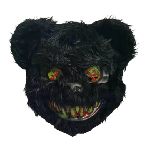 Pzuryhg Halloween-Maske, gruselige Halloween-Maske, blutige Hasenmaske gruselig, pelzige Kaninchenmaske, elastische Horror-Gesichtsmaske für Erwachsene Kinder, lustige Maske für Halloween, Karneval von Pzuryhg