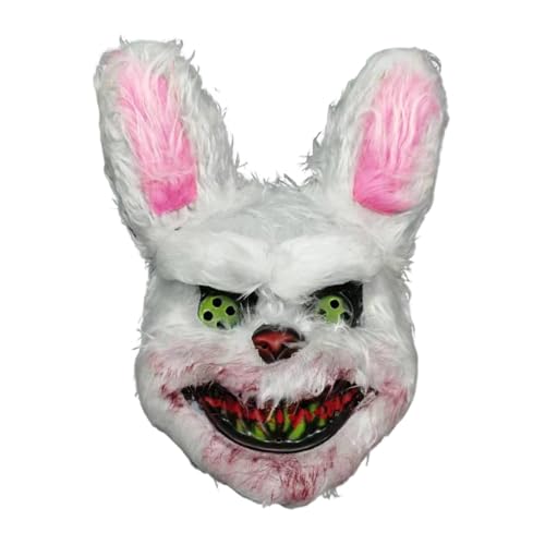 Pzuryhg Halloween-Maske, gruselige Halloween-Maske, blutige Hasenmaske gruselig, pelzige Kaninchenmaske, elastische Horror-Gesichtsmaske für Erwachsene Kinder, lustige Maske für Halloween, Karneval von Pzuryhg