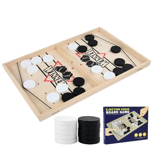 Pzuryhg Holz-Airhockey, Desktop-Airhockeyspiel, Puck-Kampf-Brettspiel, Slingshot-Airhockey, interaktives Airhockey, Familienspielabendspielzeug, wettbewerbsfähiges Brettspiel, Desktop-Slingshot-Spiel von Pzuryhg